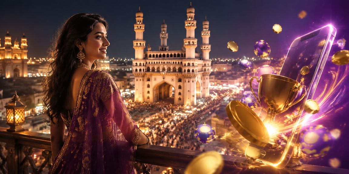 Night market near Charminar in Hyderabad showcasing lively ambiance and gaming